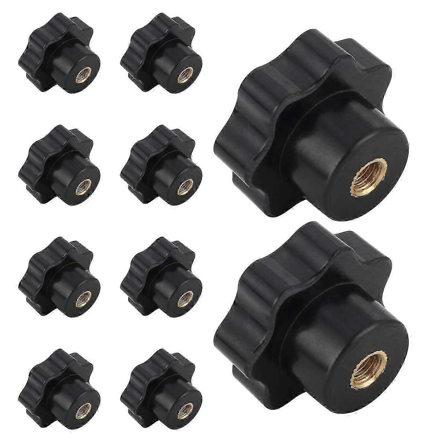 Set of 10 M6 Female Thread Clamping Knobs Black Plastic Star Shape Grip Knobs for Machine Tool