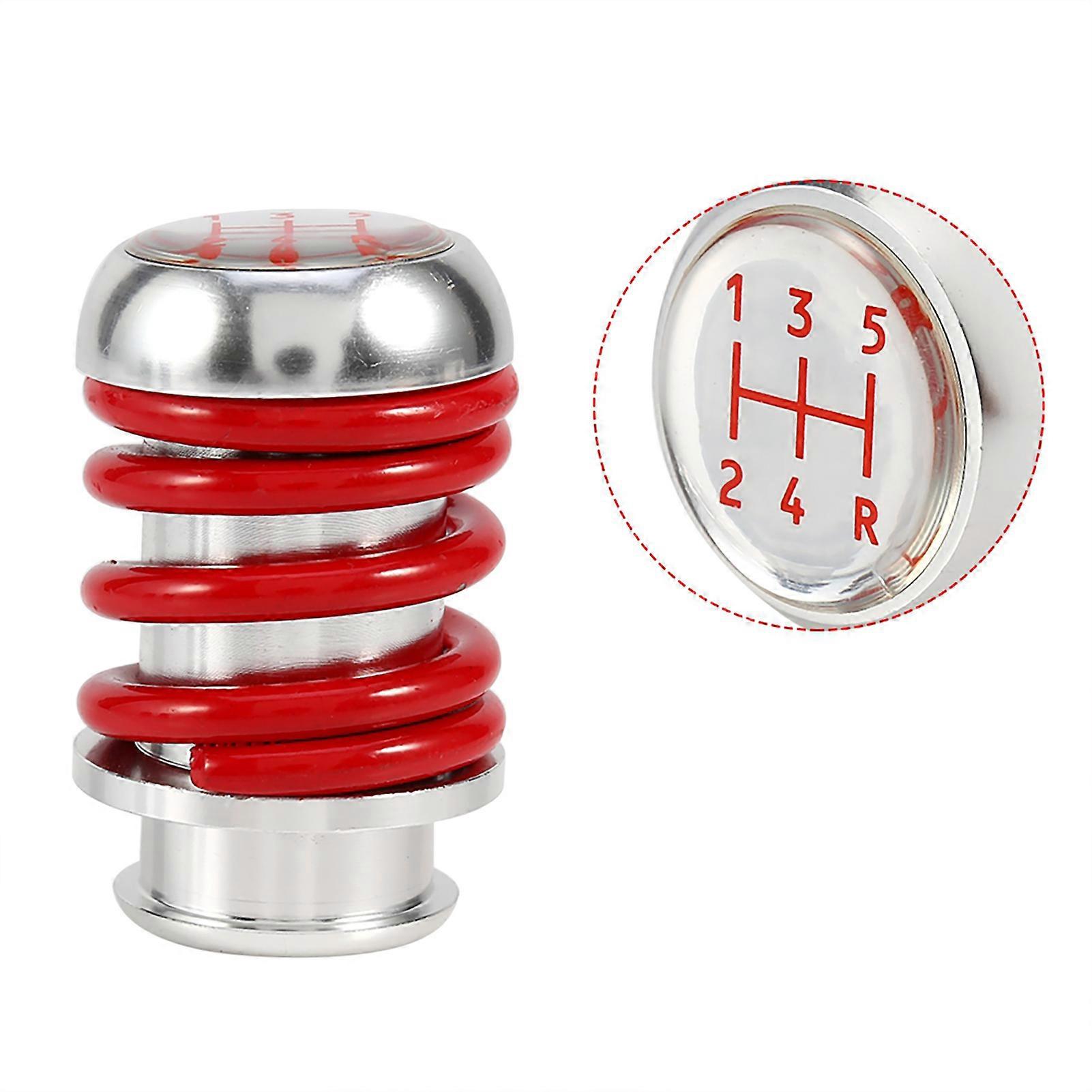 Universal Red Aluminum Spring 5-Speed Manual Car Gear Shift Knob