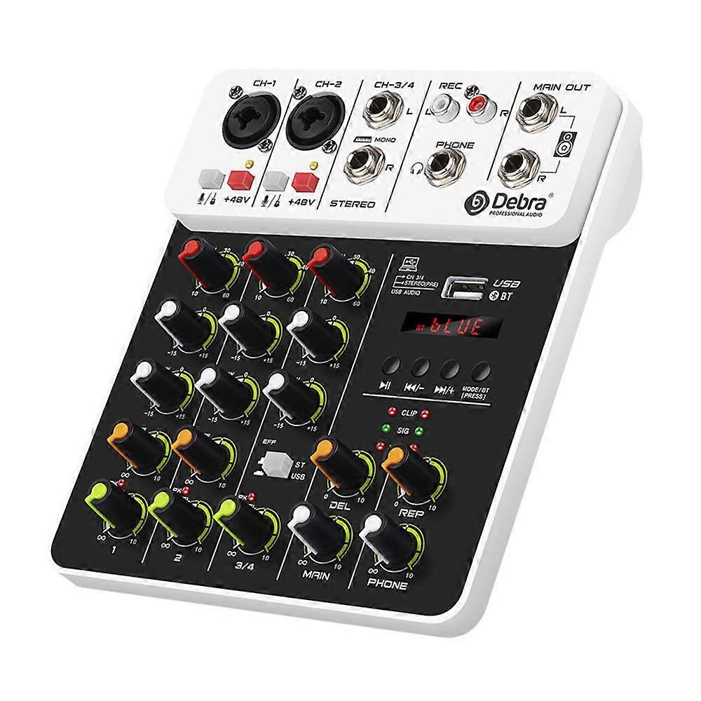 DEBRA V4 4-Channels Audio Mixer with Reverb Sound Card for Live Streaming