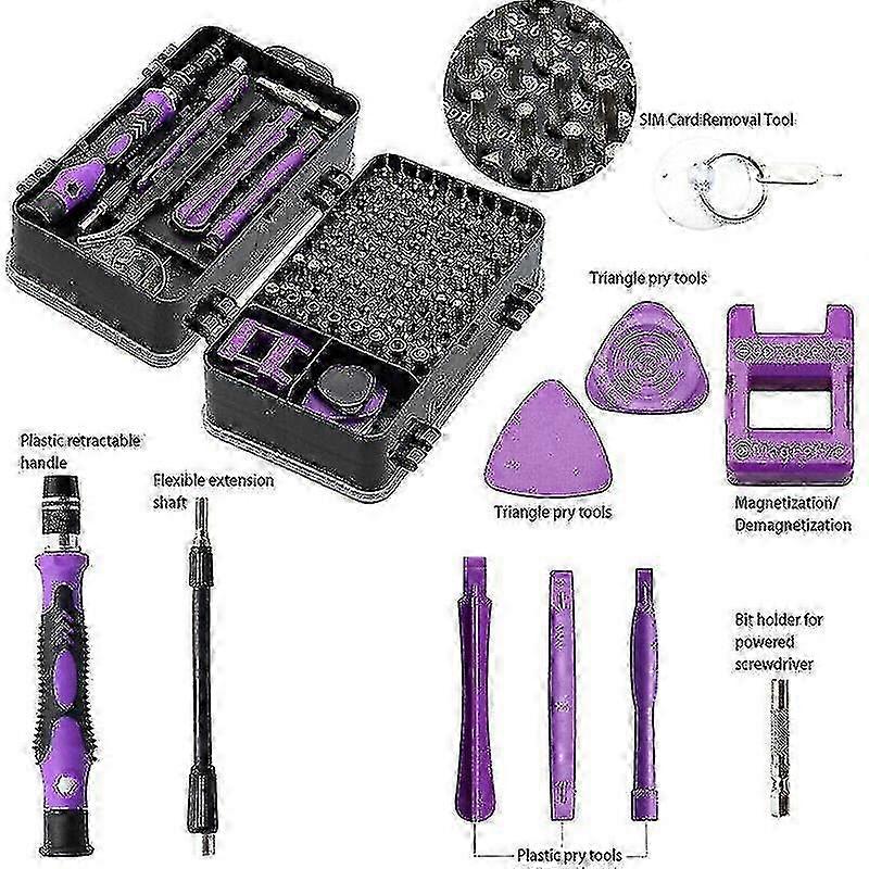 115 In1 Screwdriver Tools Sets For Mobile Tablet Computer Eyeglasses Diy Tool Kit (Purple)