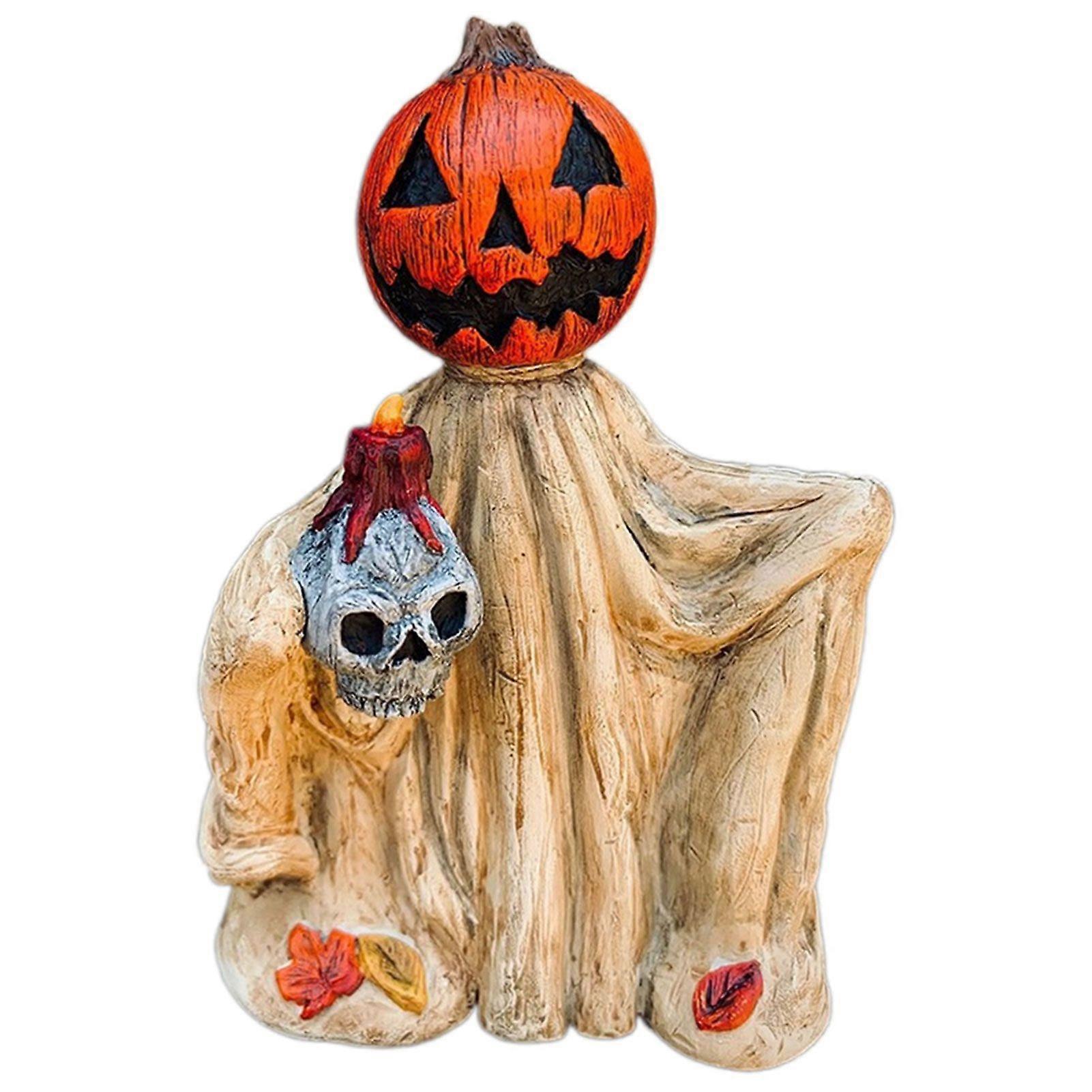 Pumpkins Head-Wizard Decor Pumpkins Head Cloak-Wizard Entryway Table Ornament for Halloween Decor