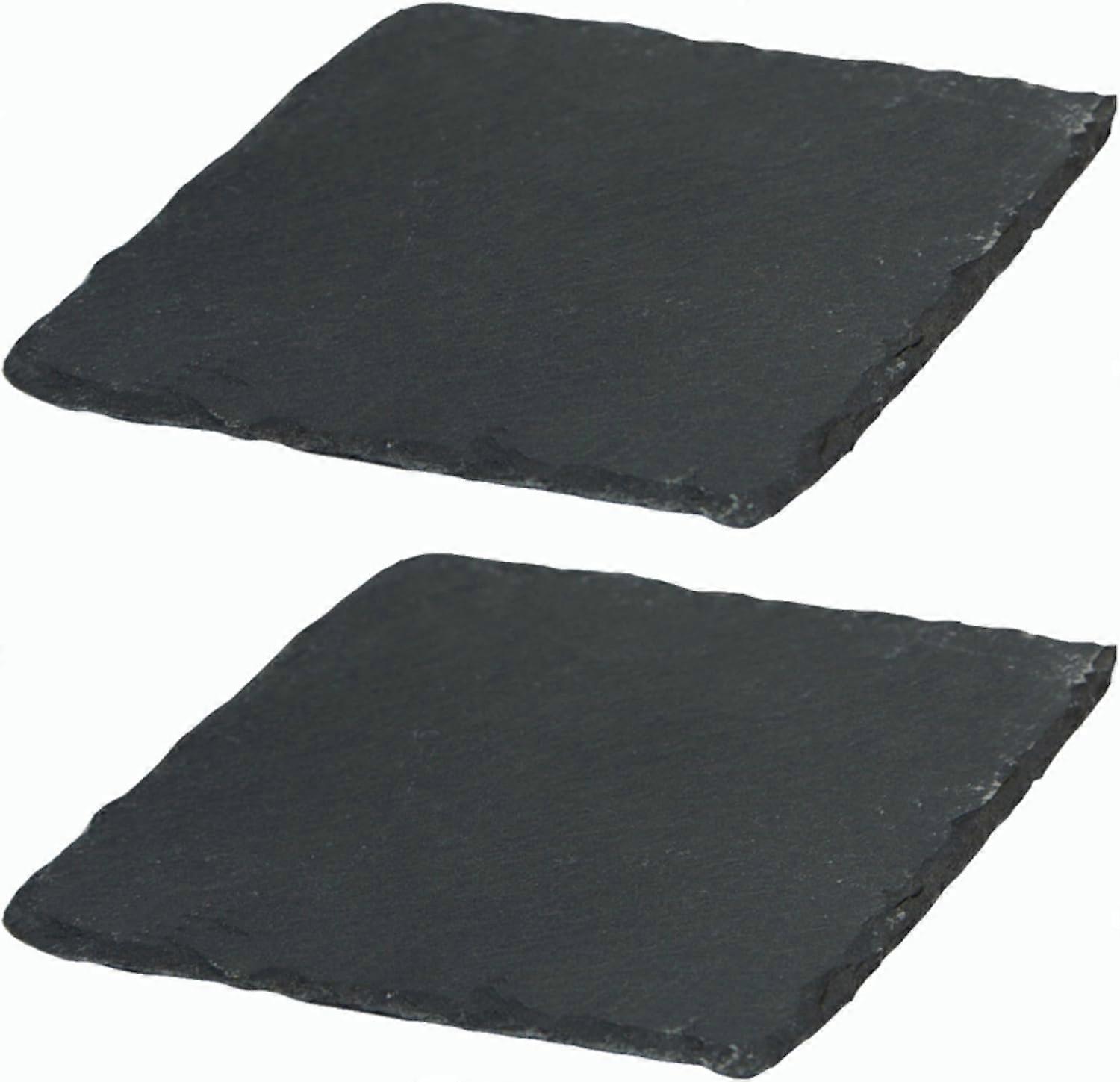 2x Schieferplatten I quadratisch I 15x15x0,5 cm I Schiefer Platten Schieferteller Servierteller Servierplatten Schiefer Teller Set Dekoplatte