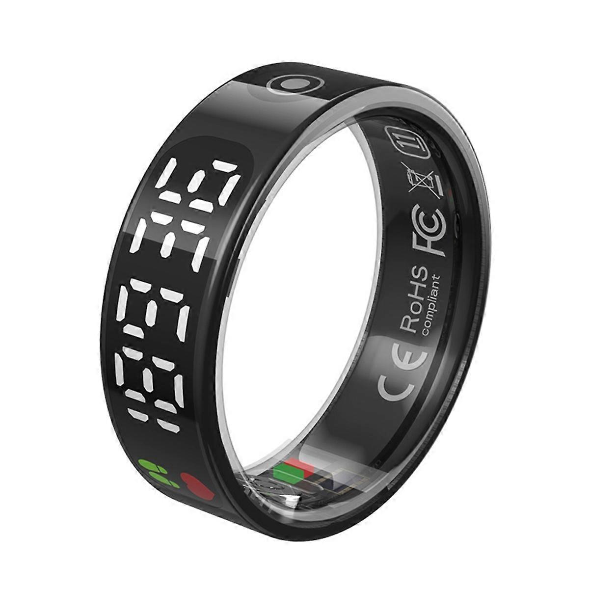 Smart Ring with Display Screen and Touch, Wireless Charging, Health Manager, 5 ATM Waterproof for Men Women No.8