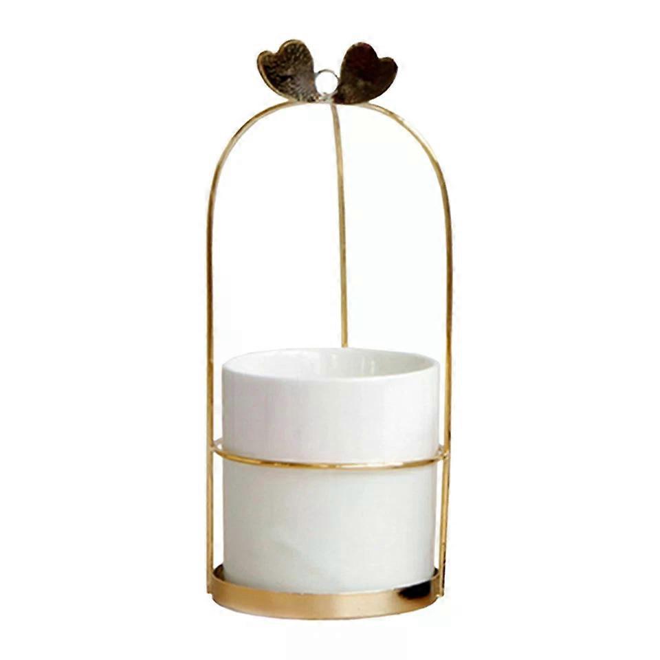 Utensil Holder, Decorative Multipurpose Kitchen Storage for Coffee Spoon Dessert Fork, Wrought Iron & Ceramic Frame