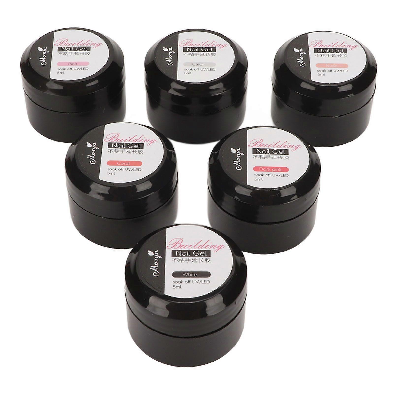 6pcs Nail Extension Solid Gel Portable Shiny Long Lasting Portable Shape Sculpture Solid Carved Gel