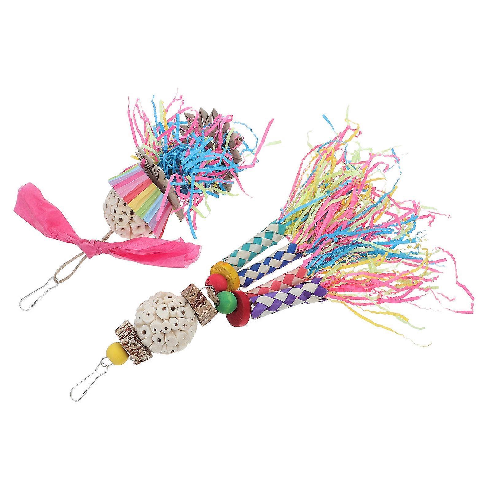 Wooden Parrot Shredding Toys Foraging Toys Colorful Bird Toy 6Pcs