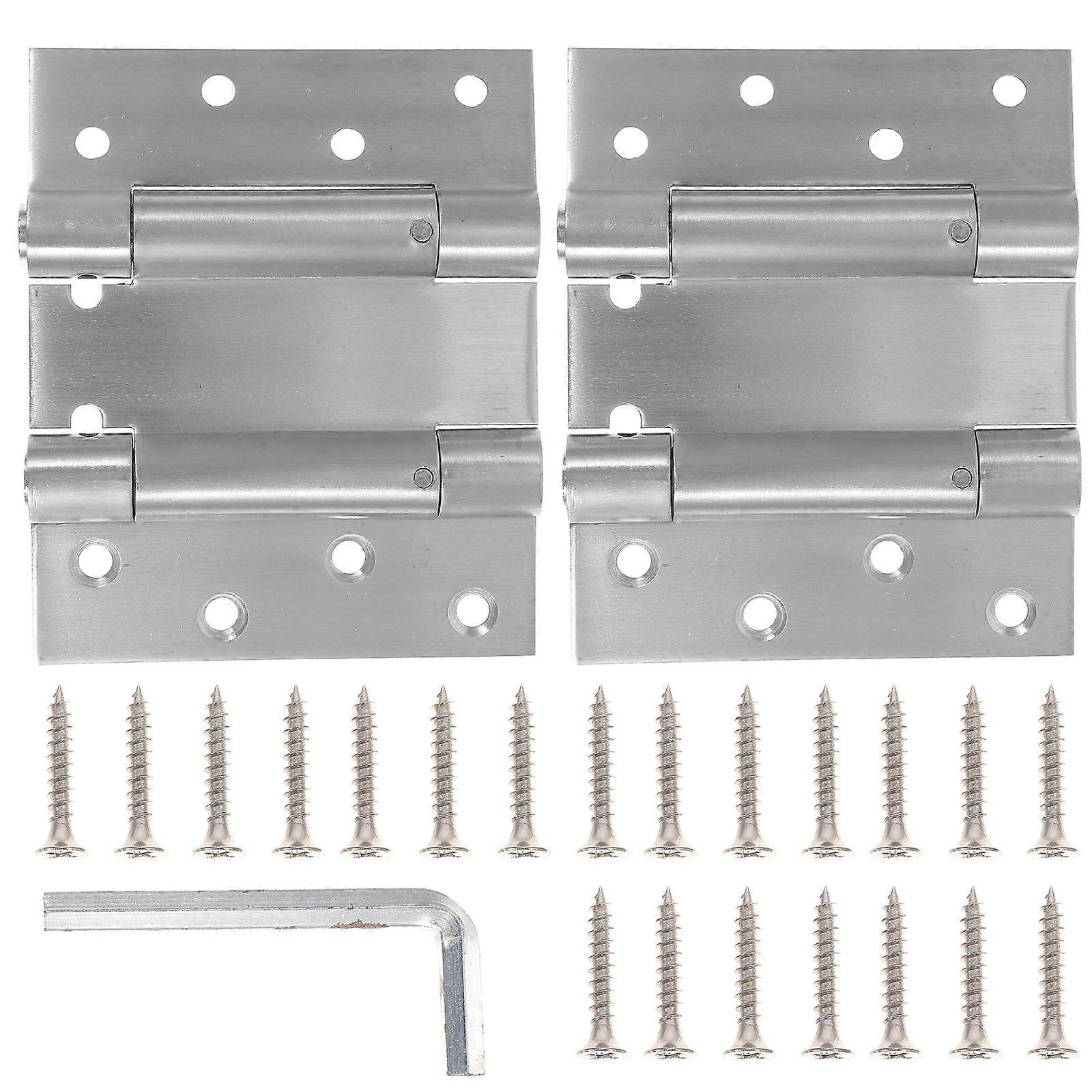 Silver Door Hinges Double Swinging Spring Loaded Hinges for Home Use 2Pairs