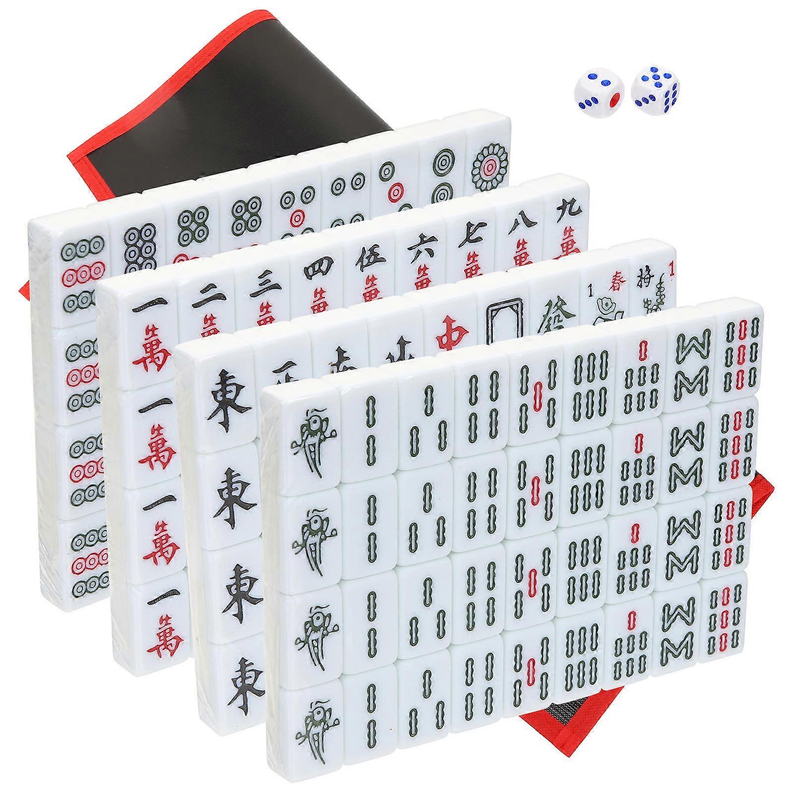 Assorted Color Portable Mahjong Tiles Mini Set for Kids Use 1Set Travel Game