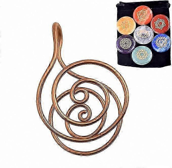 Handcrafted Copper Rings with Crystal Inlay for Women, Spiral Design for Chakra Balance and Meditation Support