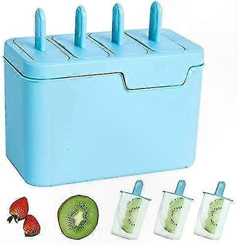 4-Pack Mini Ice Pop Maker for Fresh Fruit Popsicles & Frozen Desserts - Blue
