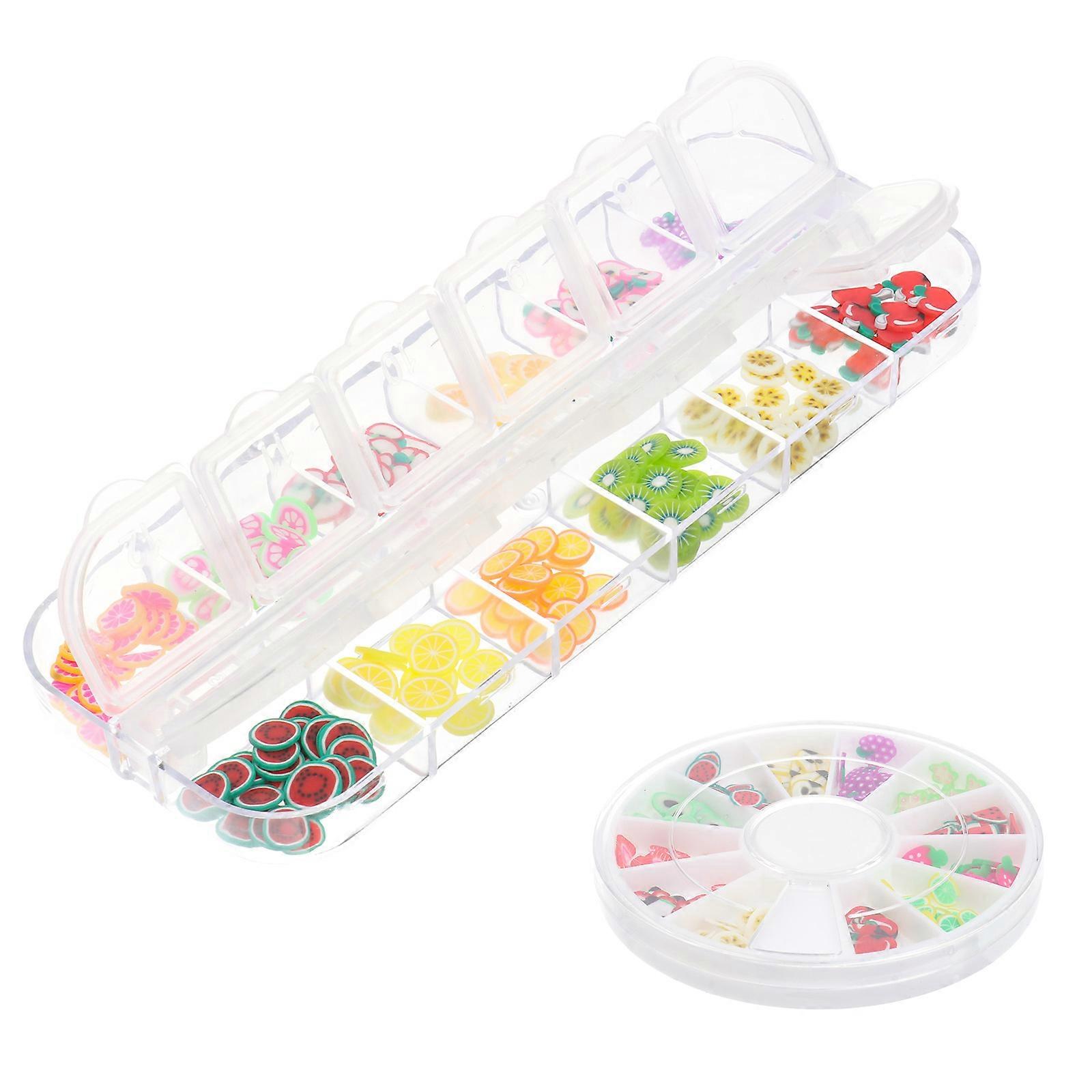 Fruit Pattern Nail Slices Soft Pottery Professional Use Cell Phone Case Decoration 24 Boxes