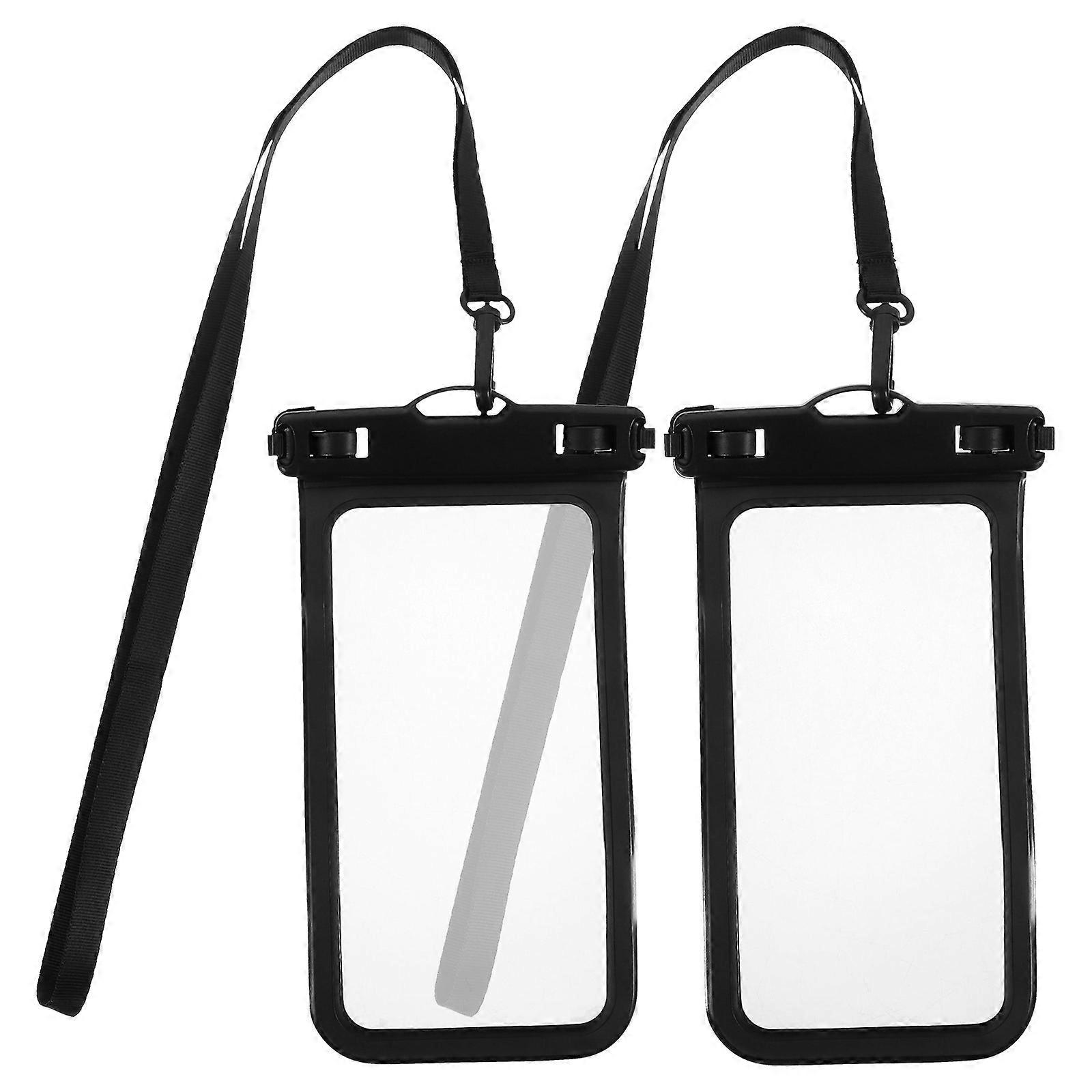 Cellphone Waterproof Pouch for Storage Use 2Pcs Durable Touchscreen Black PVC