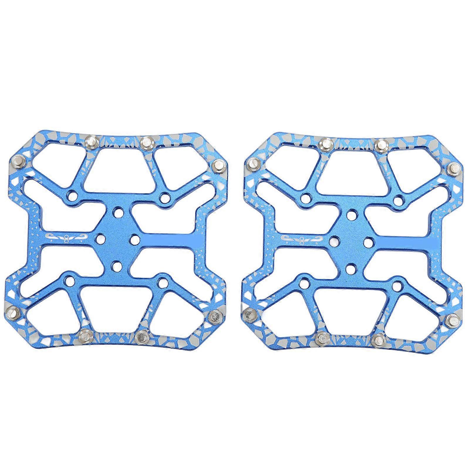 1 Pair Bicycle Clipless Pedal Converter Self Locking Disc Pedals Platform Adapter for SPD Bike SystemBlue