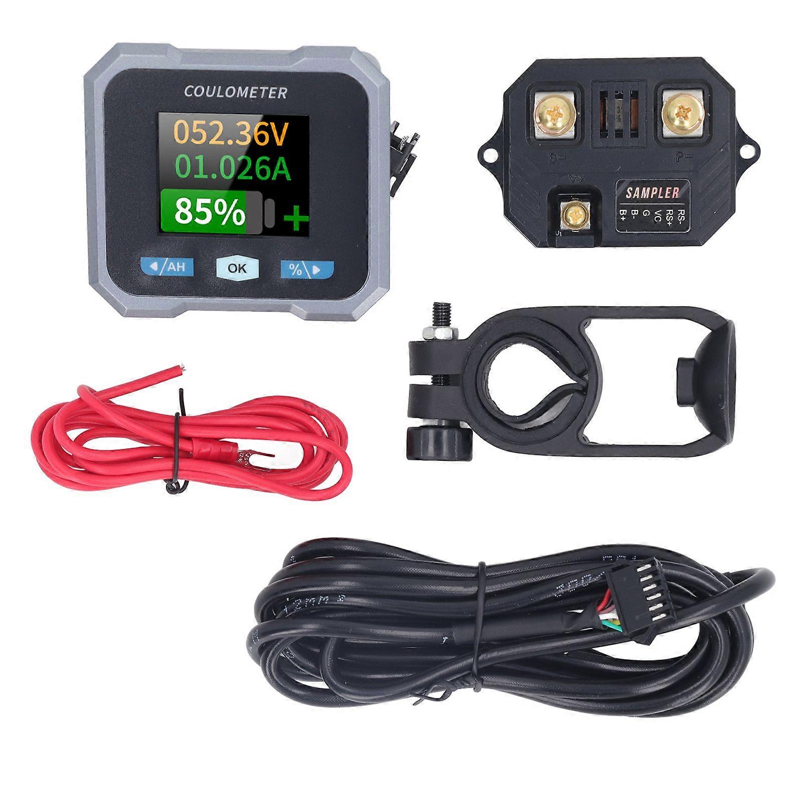 Smart Battery Monitor 1.8in Display Waterproof BT Multifunctional Battery Monitor with Shunt for RV Boat 50A 10100V