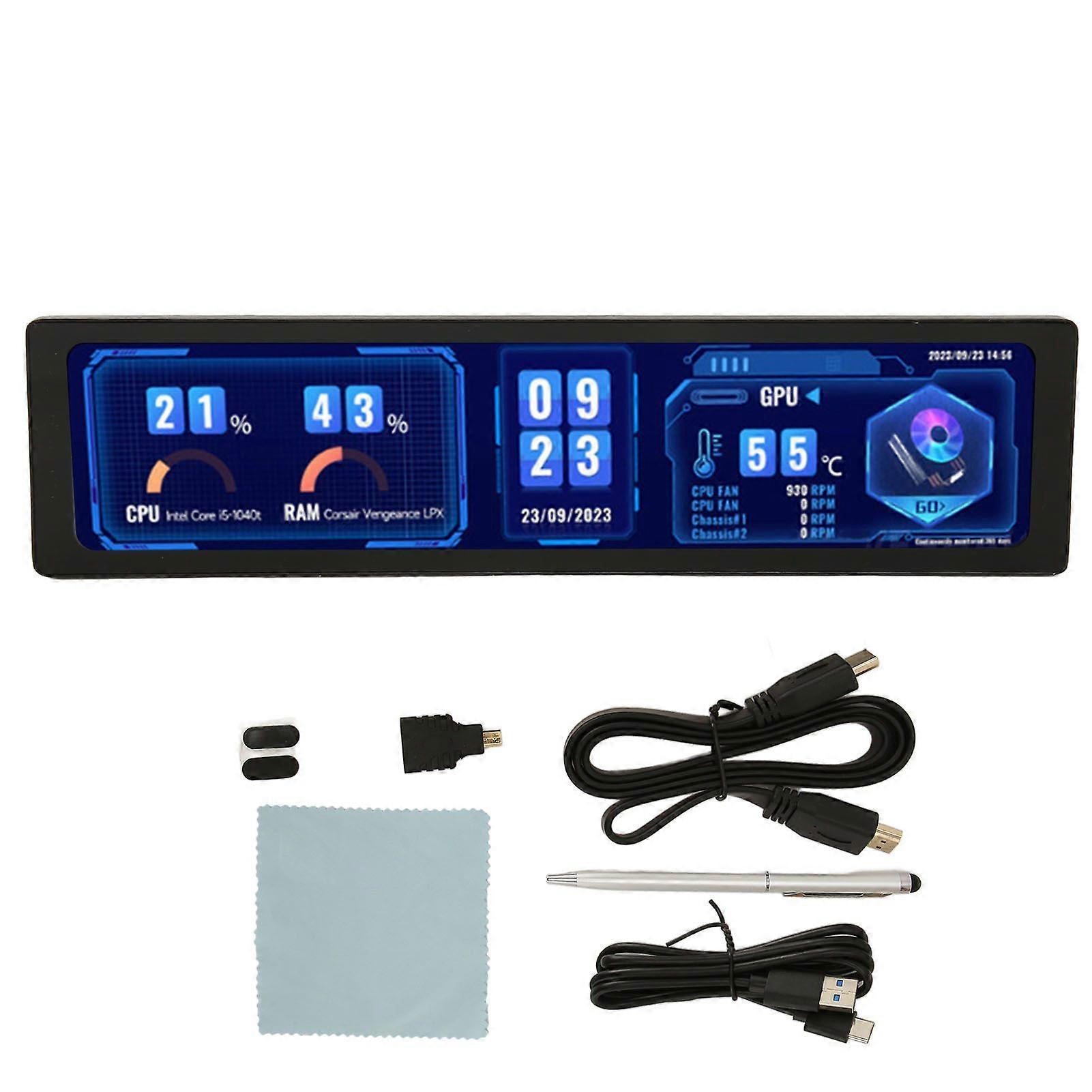 11.9 Inch Capacitive Touch Display 320x1480 HD Multimedia Interface Zinc Alloy Shell Side Monitor with Speaker for RPi for Ubuntu for Kali for Retropi