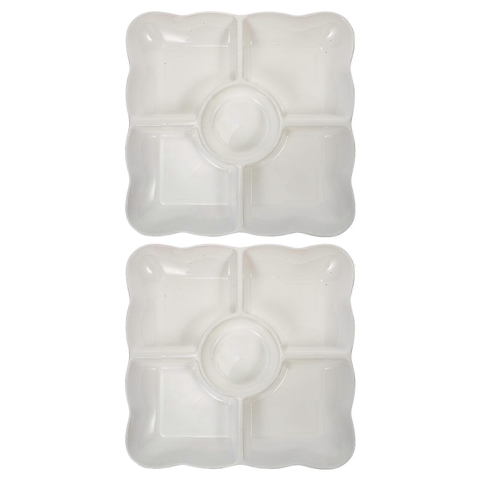 Four Leaf Fruit Tray Snack Tray for Storage 2Pcs White Straw Material