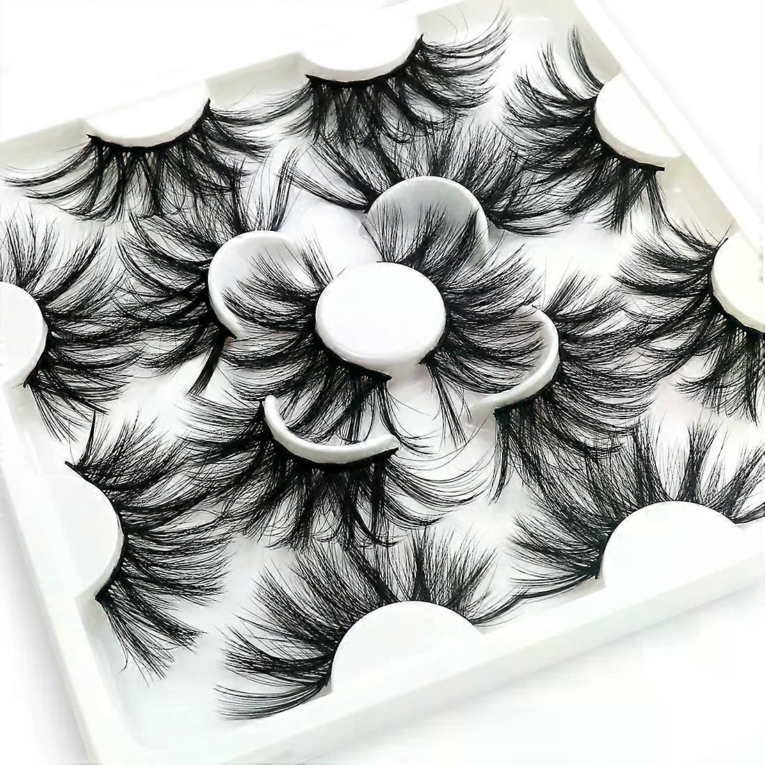 7 pairs of 25mm mink eyelashes in bulk Russian fluffy natural false eyelashes 8 pairs of 3D natural false eyelashes in bulk