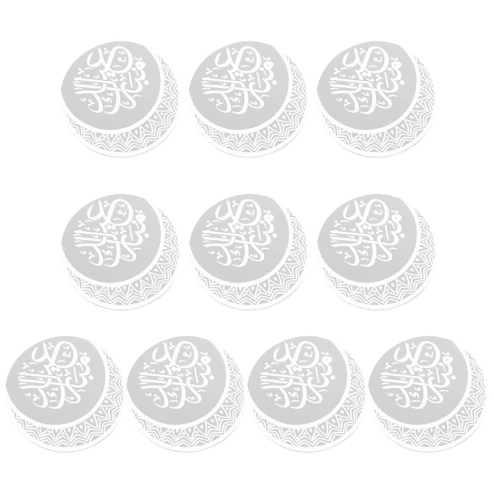 Eid Cake Decoration 10 Pcs Decorations For Party Hosts And Bakers Simple Design Silver Compact Size And Safe To Use