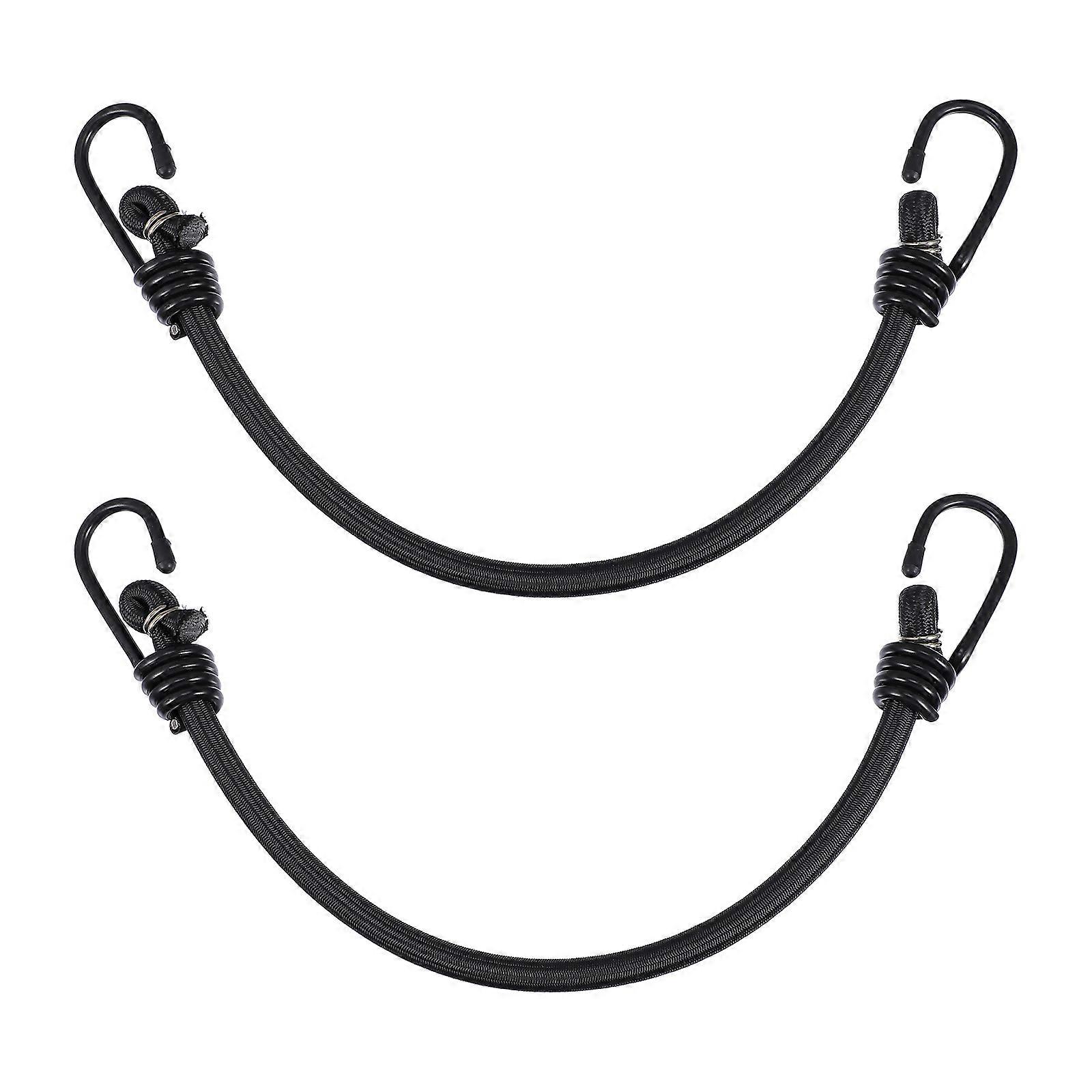Practical Black Bungee Cords with Hooks for Outdoor Tent Fixing 2Pcs