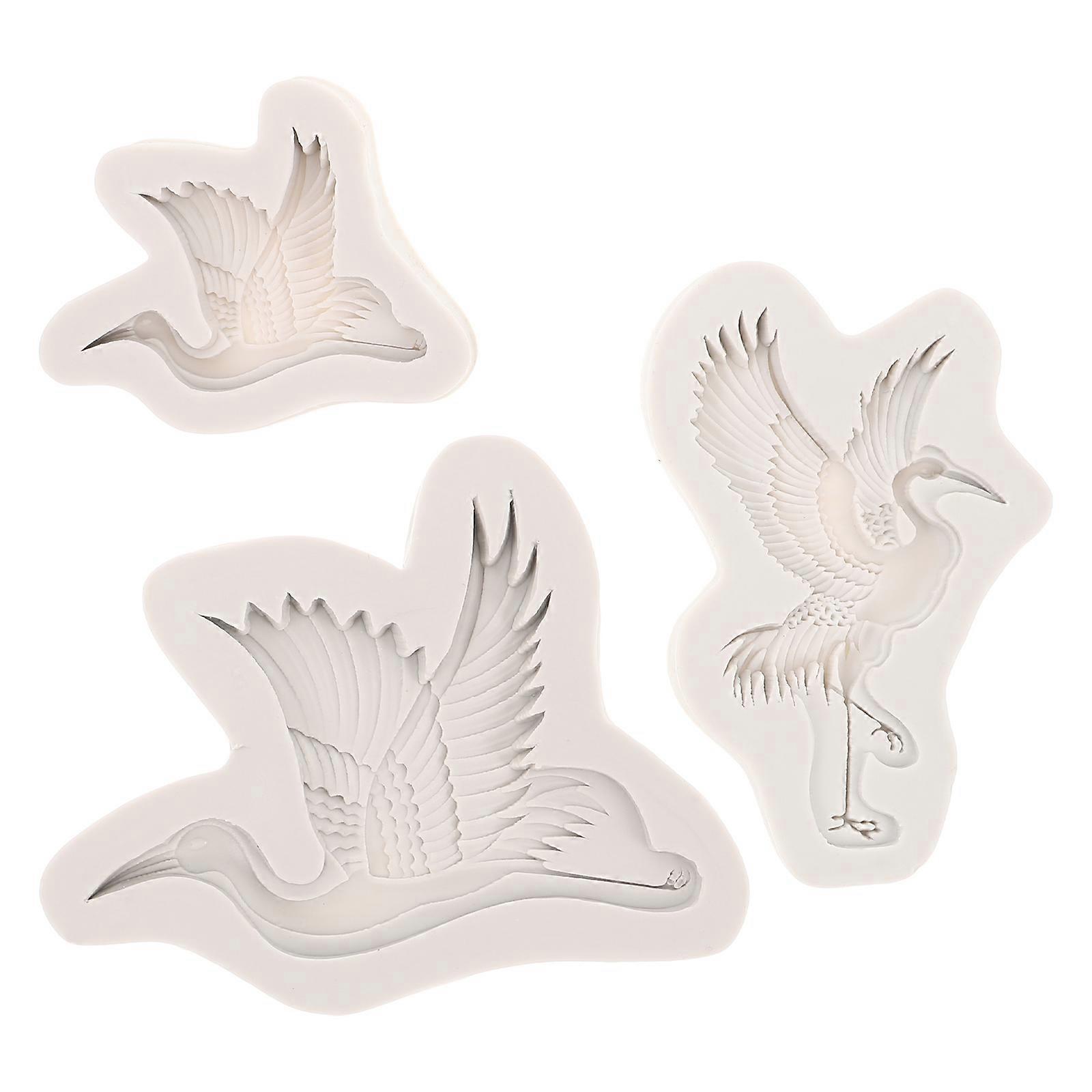 Crane Fondant Molds Silicone Material For Celebration Event Creative Designs 3Pcs