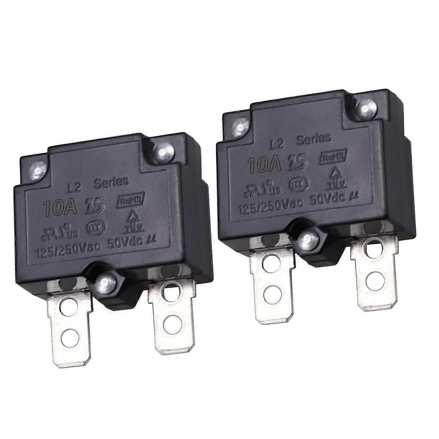 2pcs 10a Automatic Thermal Circuit Breaker Thermal Overload Protector 10amp L2 Series 125-250v Ac 50v Dc Automatic Reset Relay Fuse Thermal Switch Cir