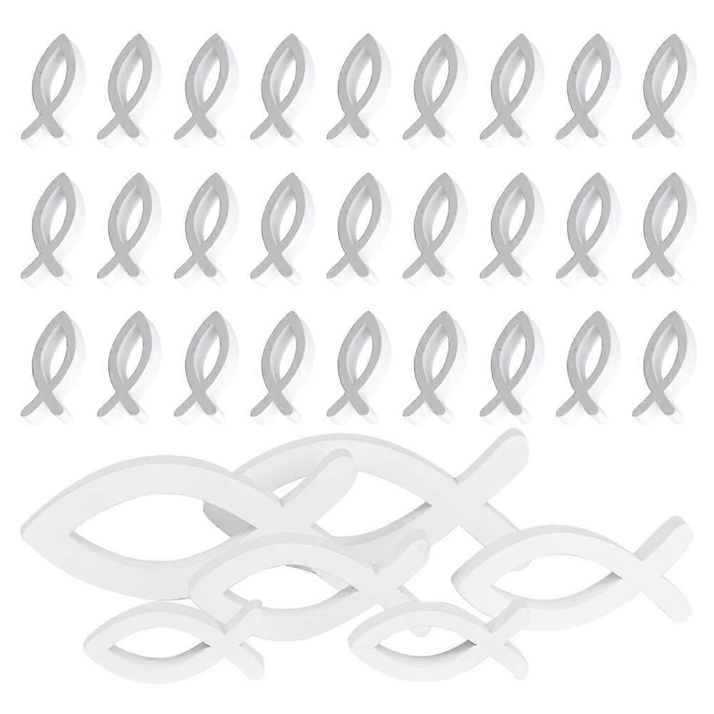 Small Wooden Fish 66Pcs White Fish for Decoration Versatile Decor Usage