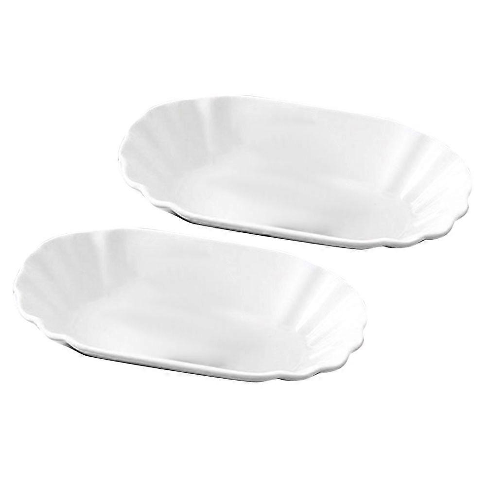 Ceramic Appetizer Plates for Serving 4Pcs White Household Snack Plates
