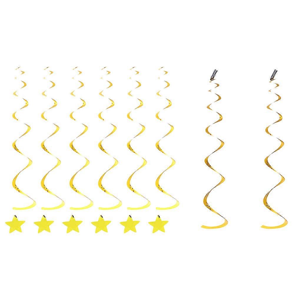 Golden Star Design Swirls Party Hanging Decorations with 72Pcs for Events