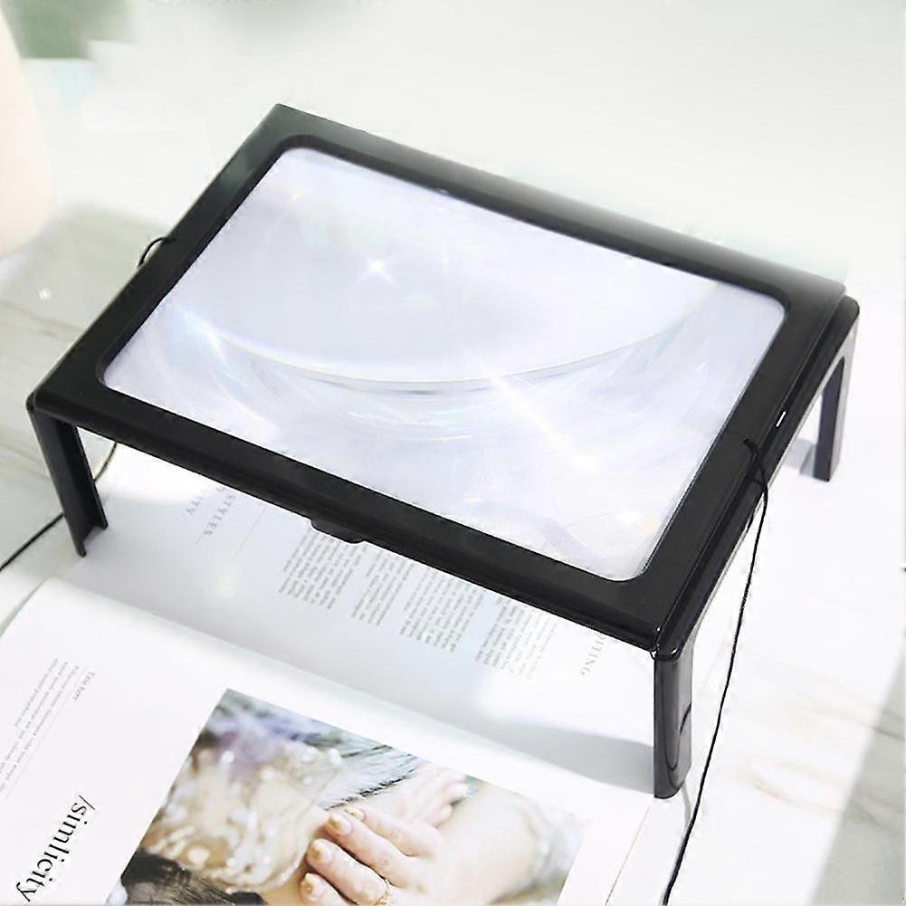Portable Table Magnifier With 6 Led Lights Type Reading Loupe Magnifying Glass Screen Magnify Tools For Elderly