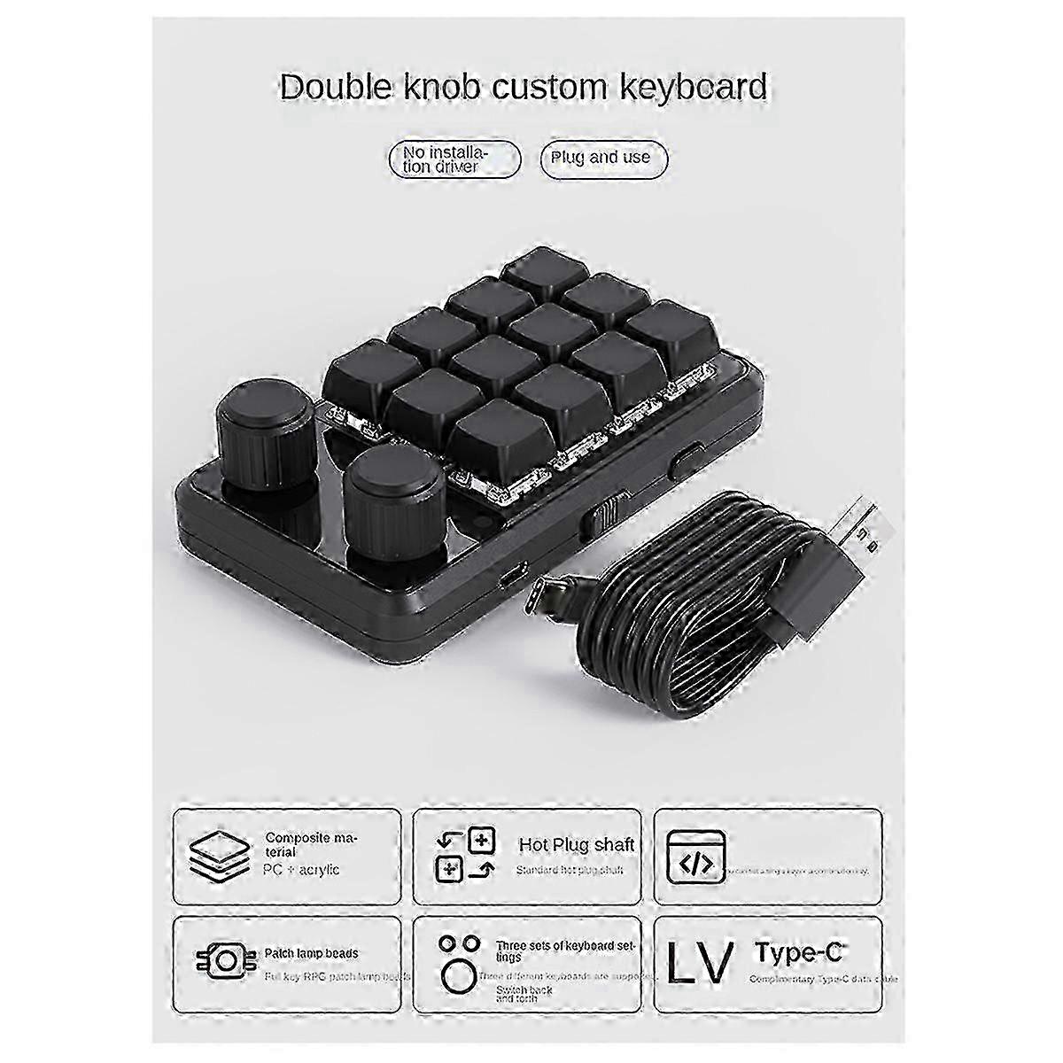 RGB Gaming Keypad Mechanical Custom Keyboard Knob for Black