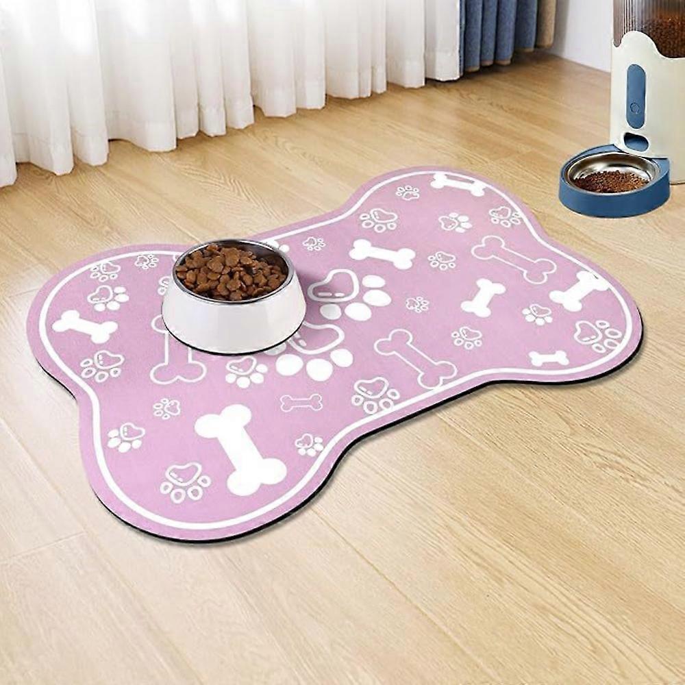VIKAMA Bone shape non-stick diatom mud floor mat Multi-color dining mat Splash-proof, leak-proof and urine-proof dog mat cat mat