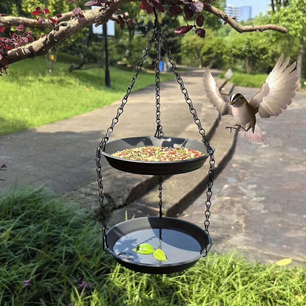 Double-layer Multi-color Bird Feeder, 6 Colors Available, Rainbow Hanging Tree Feeder & Bird Bath, Compatible with Outdoor Use