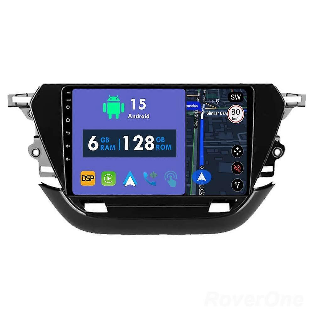 Car Radio 6G+128G CarPlay GPS Navigation Head Unit for Opel Vauxhall Corsa F 2019 - 2023 Android Auto Bluetooth Stereo Touch Screen