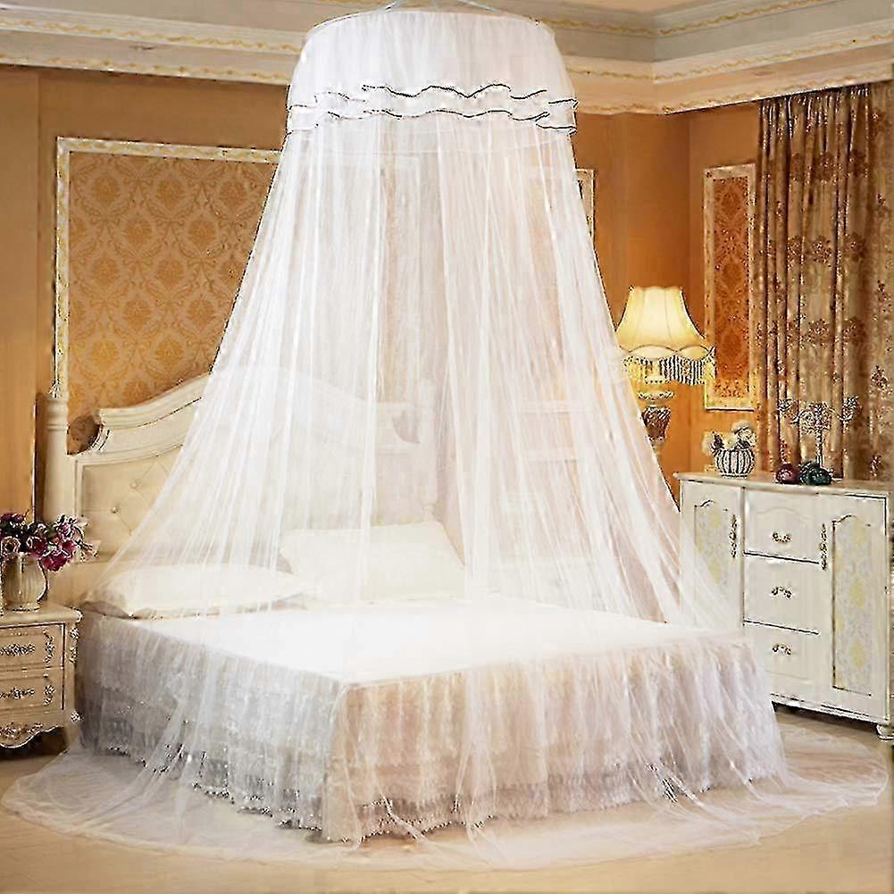 25-26 Breathable Round Canopy Lace Princess Net Bed Netting Curtain (White)