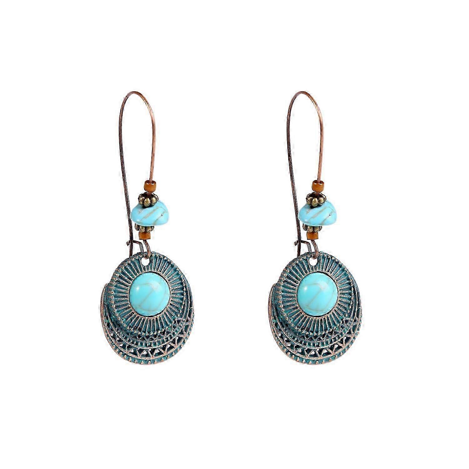 Turquoise Ethnic Style Earrings Vintage Design for Women's