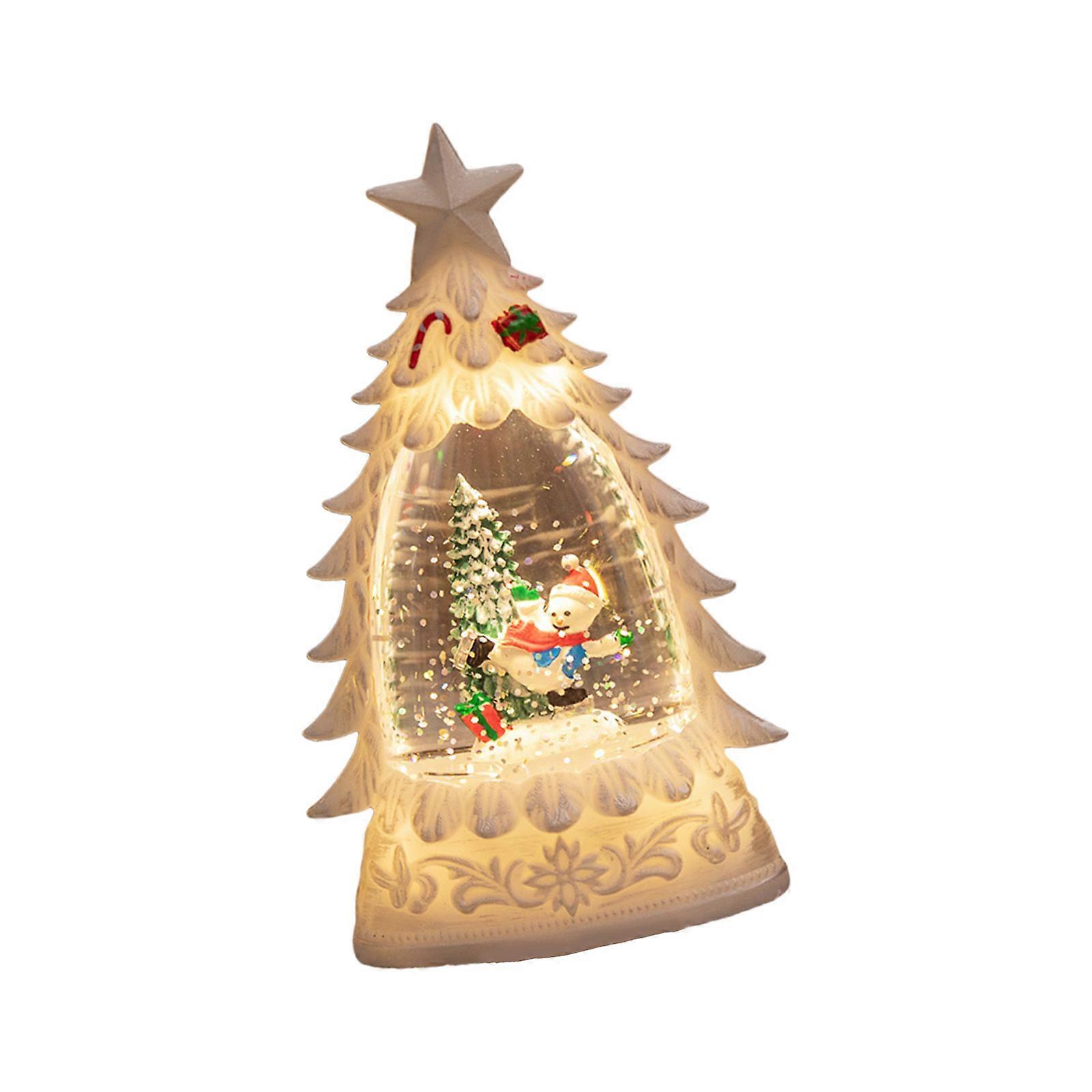 LED Illuminated Snow Globe Lamp Christmas Tree Decoration With Sparkling Lamp Design For Festival Home Party Multicolor