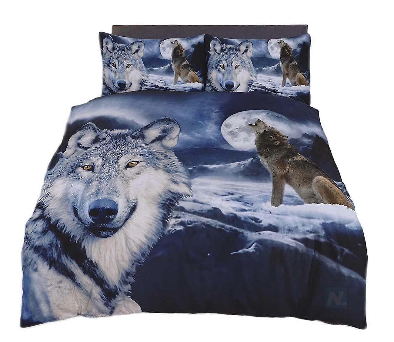 3D Wolf Print Duvet Cover Set For Children And Adults Double Size With Pillow Cases