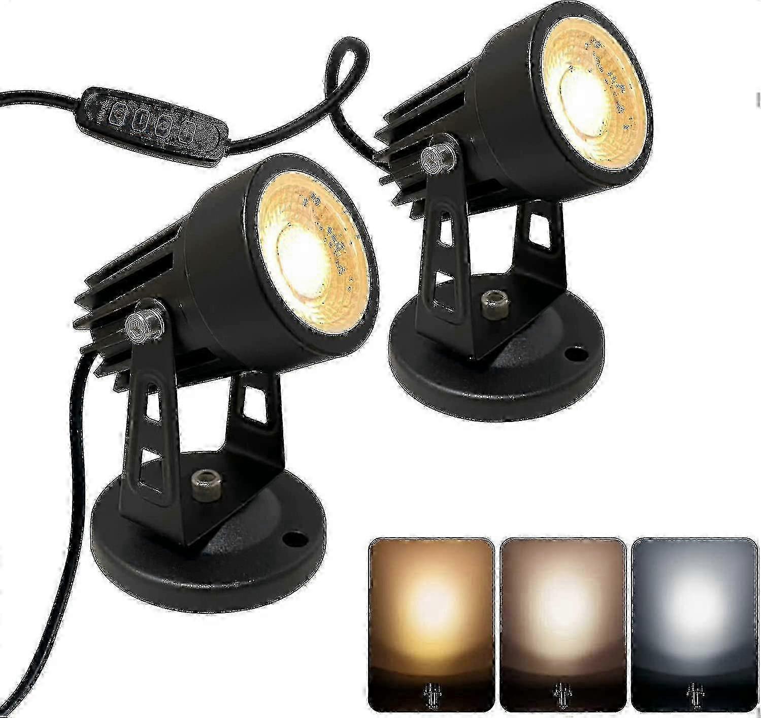 Dimmable 3-Color LED Spot Lights for Indoor Plants, Adjustable Accent Uplight with Dimmer Switch