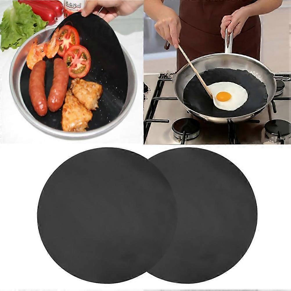 2 Pack 24cm Round Non Stick High Temperature Pan Frying Pan Liner Sheet Cooking Wok Sheet Pad for Ki