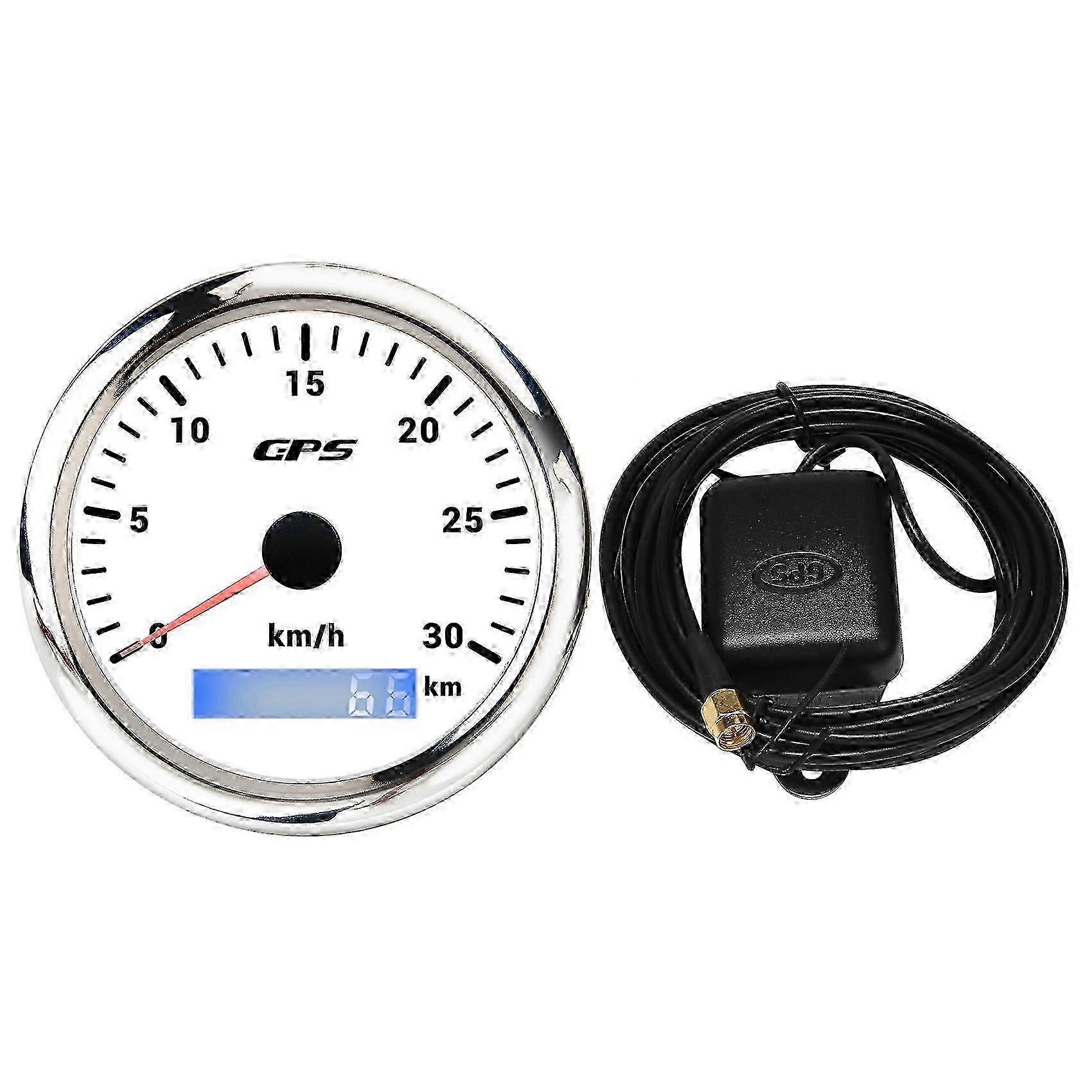 85MM GPS Marine Speedometer 0-30KM/H with 7-Color Backlight for Boats Yachts Edition 1104
