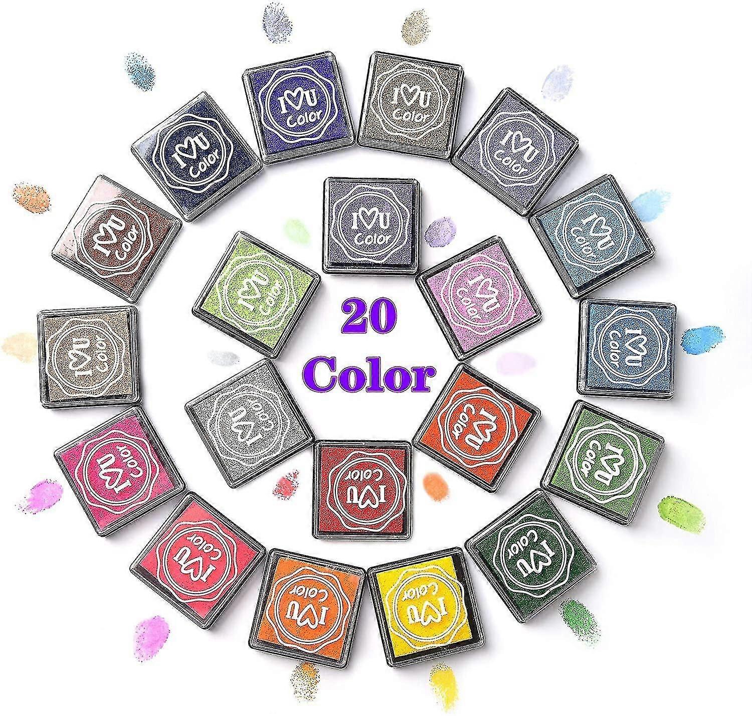 20 Color Ink Pad Set Fingerprint Ink Pad For Card Making, Stamp, Paper, Fabric