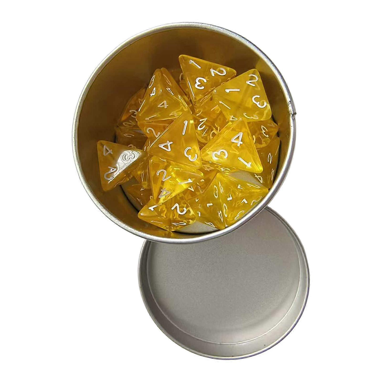 25x Acrylic Polyhedral Dice with White Numbers Easy Read Dice Set with Iron Box