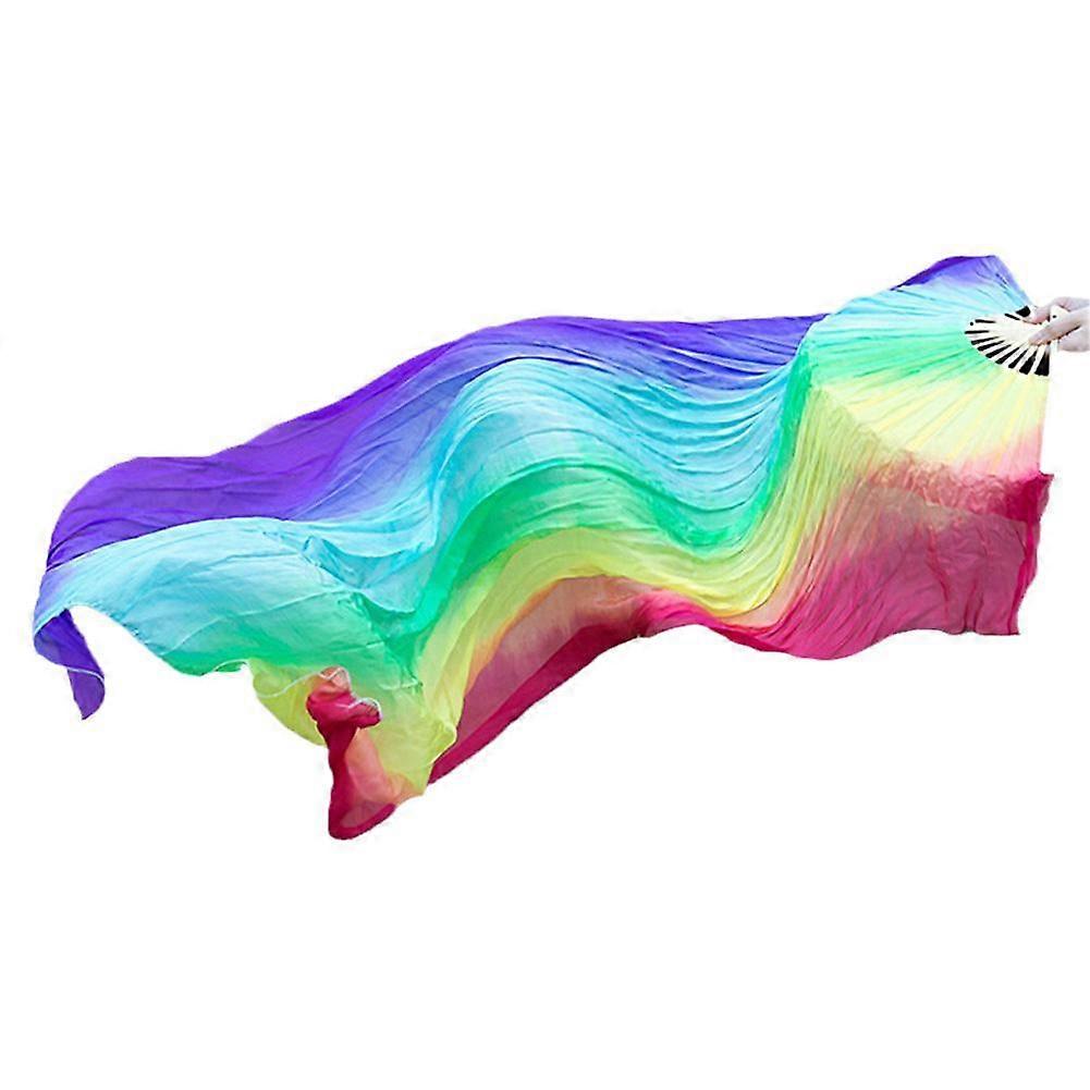 Shanghai Style Dance Fan Double Sided Silk Extended Floating Head Design for Performance and Home Decor