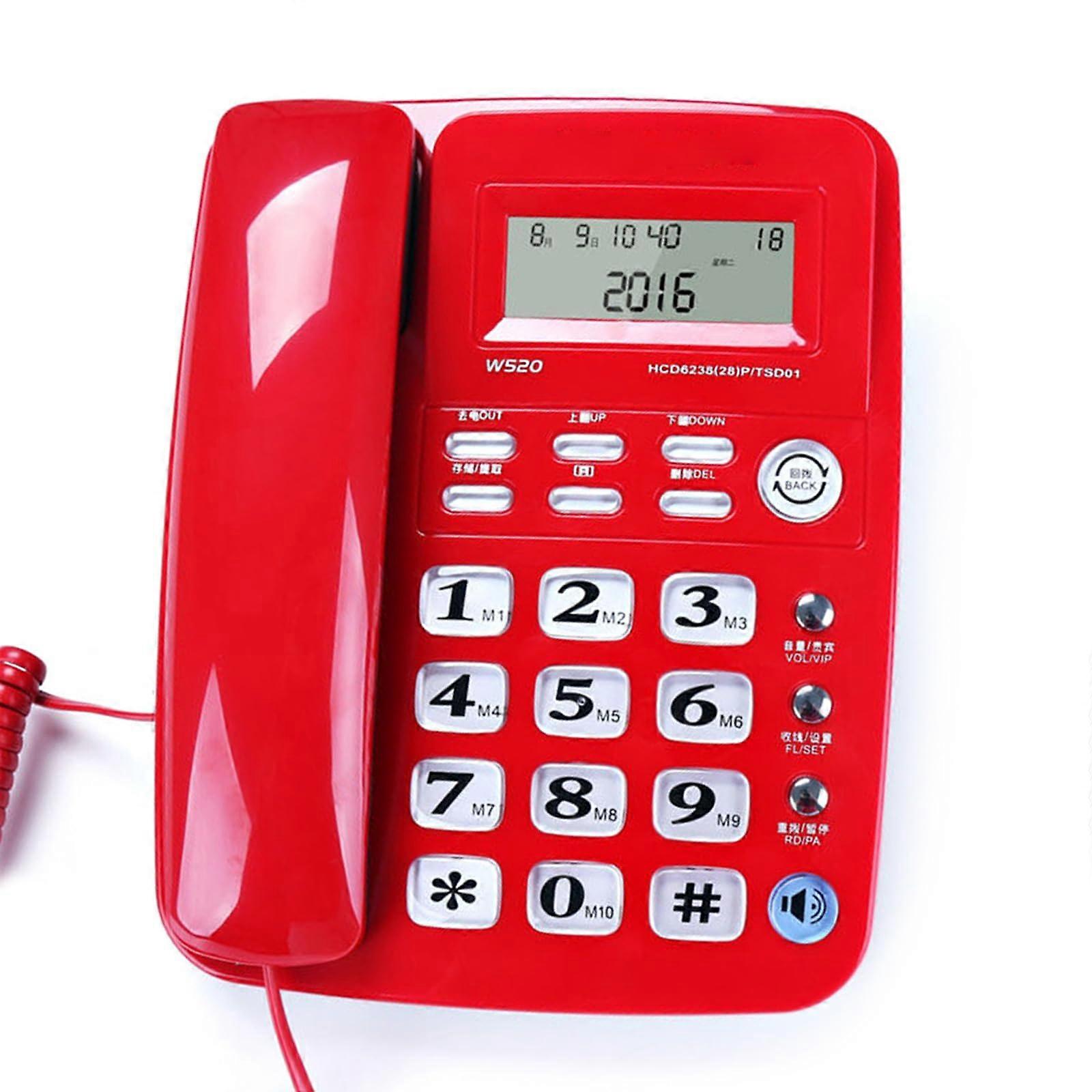 Corded Telephone With Caller Display And Speakerphone, Red Desk Phone For Home And Office Use, Fixed Landline Phone