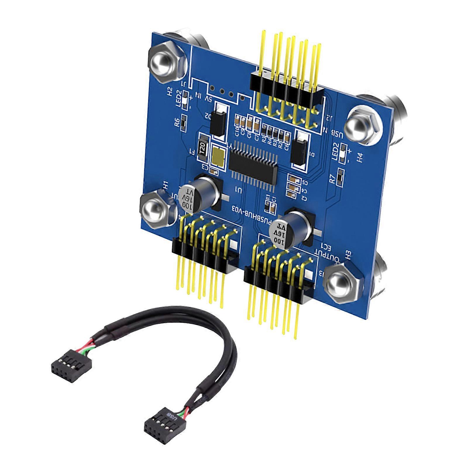 USB 2.0 9Pin Male to Double Splitter Cable Internal Connectors Optimized For PC Case Multiple Device Setups Multicolor