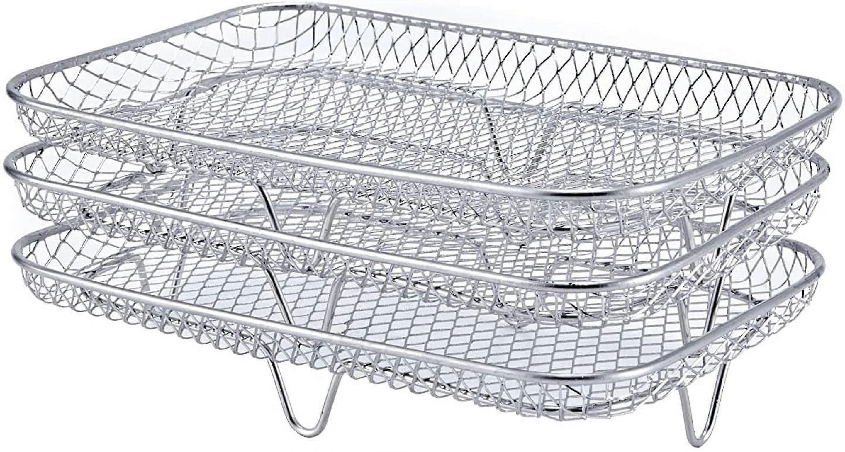 SLGHLSAHG 3-Layer Rectangular Dehydrator Stand for Ninja Dual Air Fryer, Stainless Steel Rack Compatible with Ninja Foodi Pressure Cooker & Air Fryer