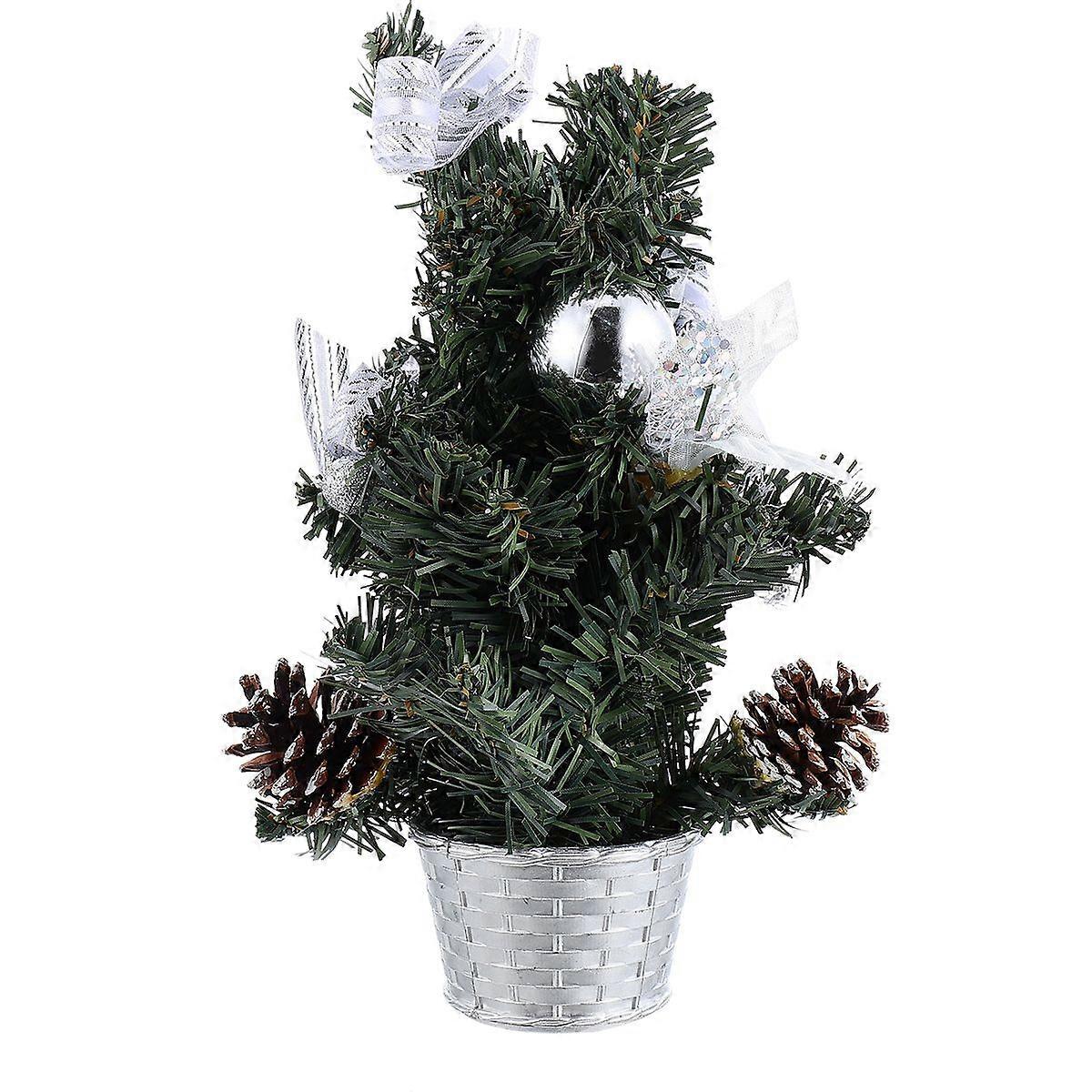 1pc Christmas Mini Christmas Tree Adornment Desktop Ornament Scene Layout Decor