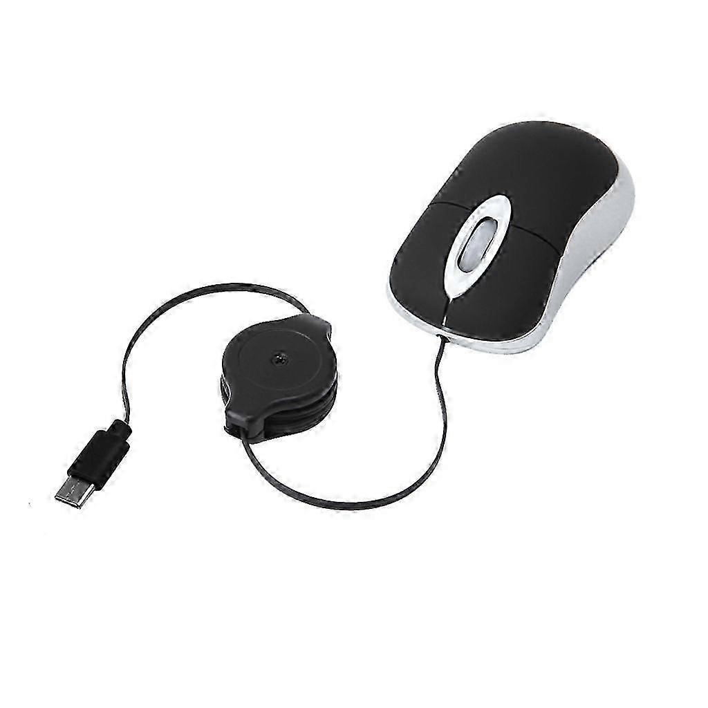 USB C Corded Mouse Retractable Cable Small Mouse for Kids Children 1000DPI
