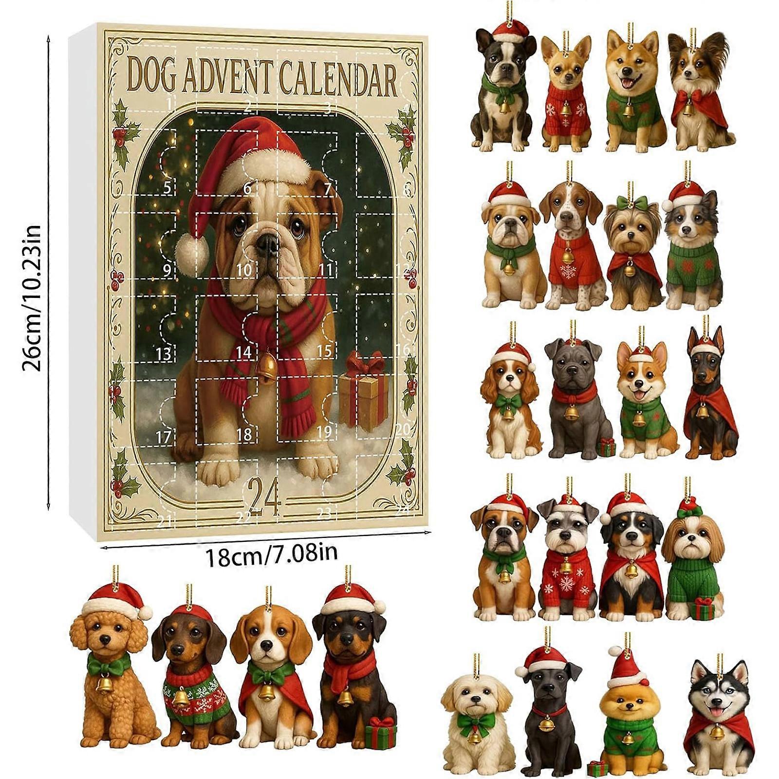 New 24 Days Advent Calendar Box with 2D Flat Ornaments Pendants Christmas Advent Calendar For Dragon/Dog/Aviation Lovers