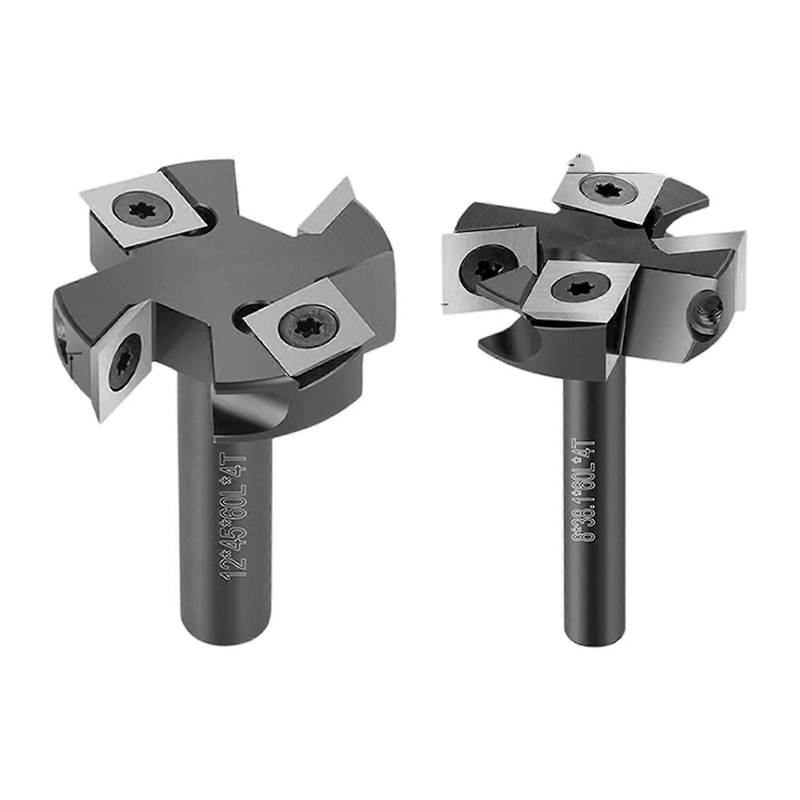4 Flute Insert Surfacing Router Bit Handle Four Blade Slotting Wood Planer Bit Insert Metal Slab Flattening Accessories  Silver